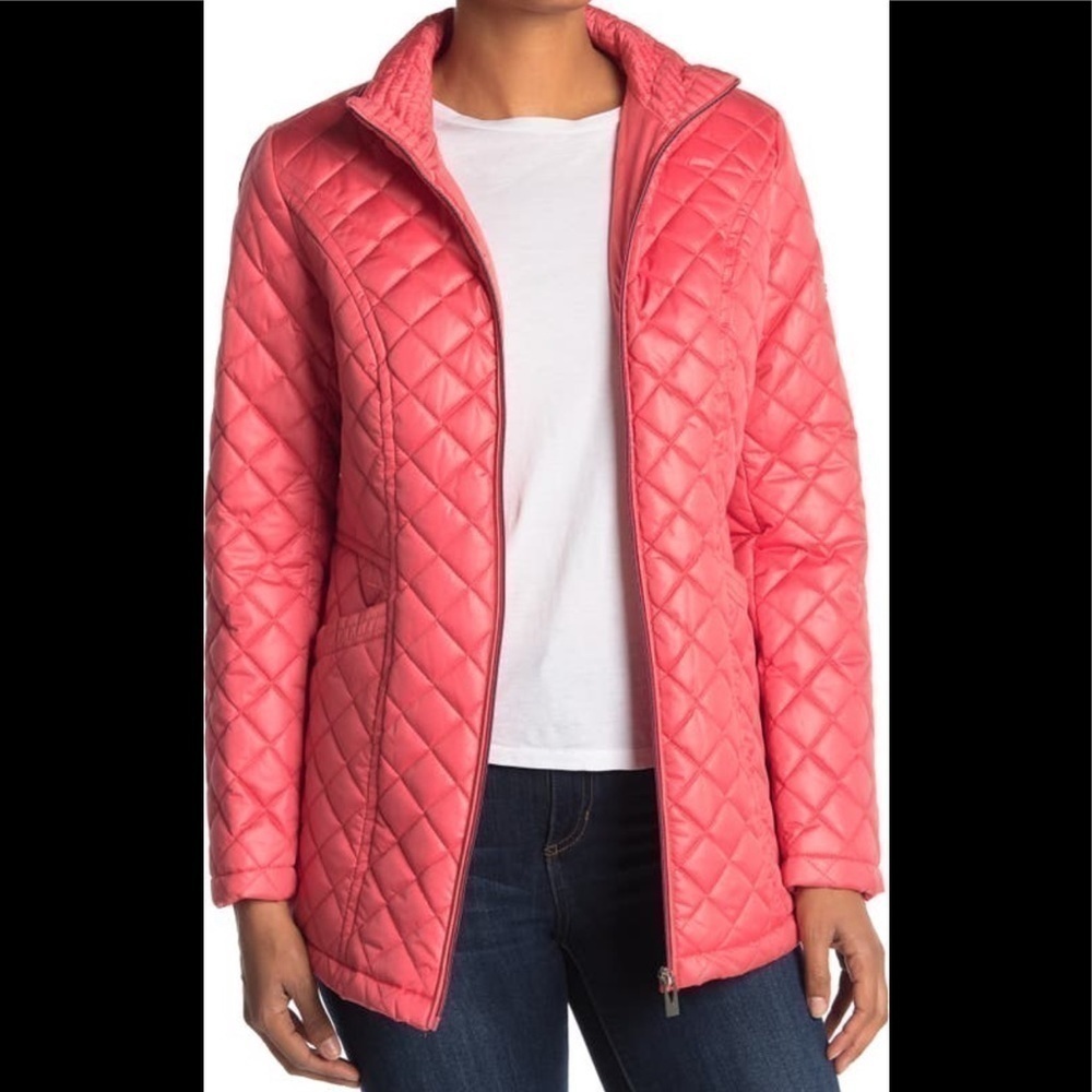 Via spiga‎ stand collar quilted red jacket NWT